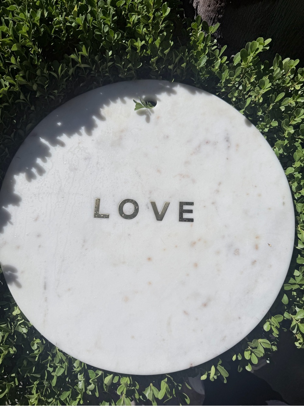 Round White Marble 'LOVE' Decorative Tray